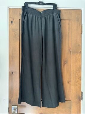 CURRENT / ELLIOT Wide leg lounge Trouser Womens L pull on Tencel Coastal Grandma